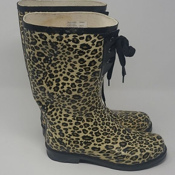 Animal Print  Rubber Rain Boots - Picture 1 of 3